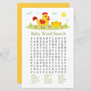 Chicken Baby Shooter Word Search Game