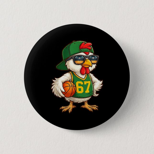Chicken Basketball 67 Gen Alpha Slang Srts Men Boy Button (Vorderseite)