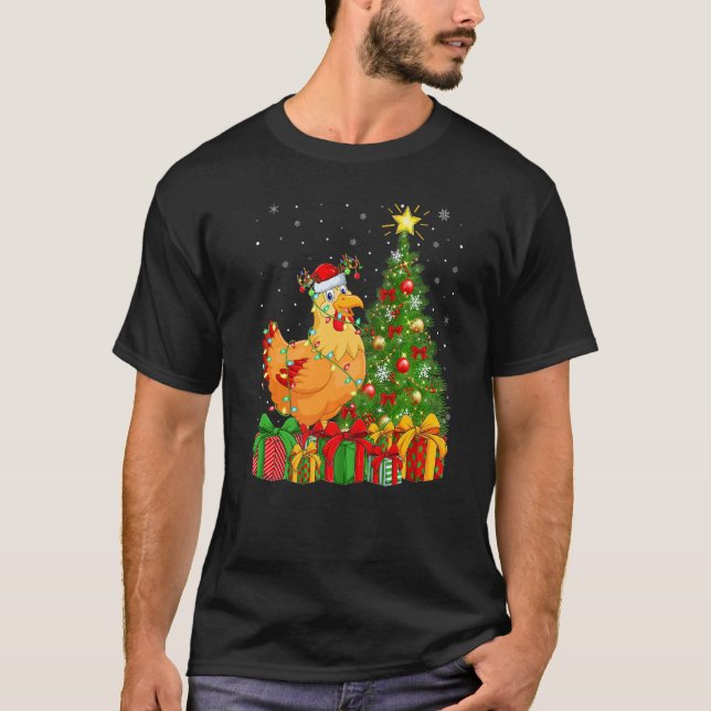 Chicken Bird  Xmas Holiday Santa Chicken Christmas T-Shirt (Vorderseite)