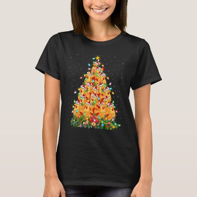Chicken Bird  Xmas Lights Santa Chicken Christmas  T-Shirt (Vorderseite)