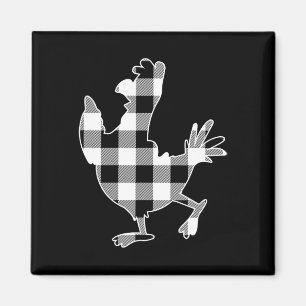 Chicken Black & amp; White Buffalo Kariert Merry C Magnet