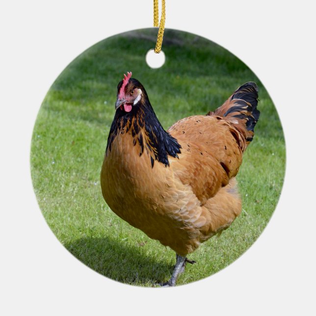 Chicken Black und Gold Vorwerk Foto Keramik Ornament (Vorne)