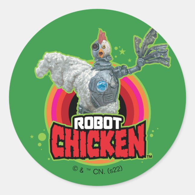 Chicken Character Logo Runder Aufkleber (Vorderseite)