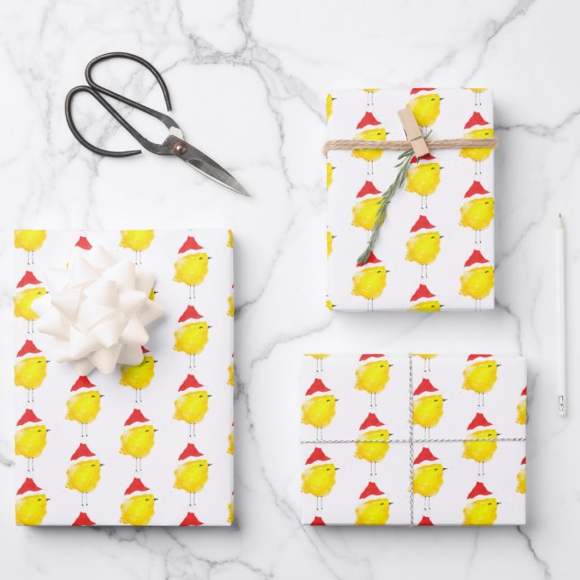 Chicken chick yellow watercolor stylish geschenkpapier set (Vorderseite)