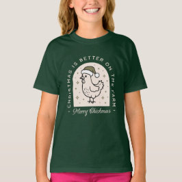 Chicken Christmas homestead farm cottagecore green T-Shirt