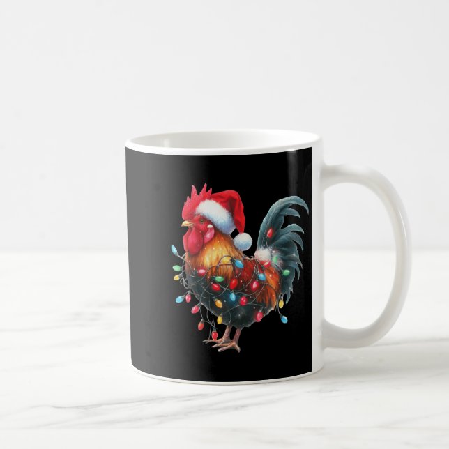 Chicken Christmas Lights Funny Santa Hat Merry Xma Kaffeetasse (Rechts)
