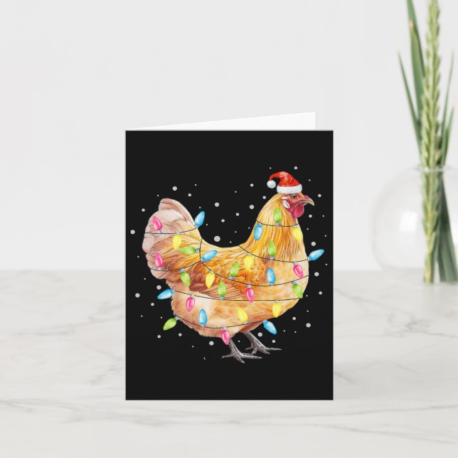 Chicken Christmas Lights Santa Hat Chicken Farm An Karte (Vorderseite)
