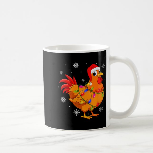 Chicken Christmas Lights Santa Hat Farm Animal Chi Kaffeetasse (Rechts)