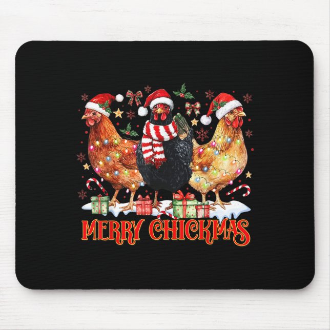 Chicken Christmas Merry Chickmas Santa Claus Hat F Mousepad (Vorne)