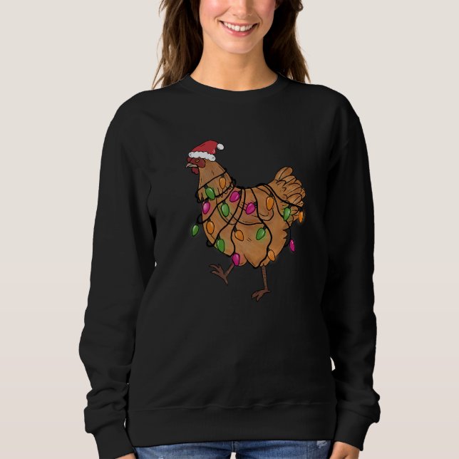 Chicken Christmas Santa  Christmas Lights Chicken Sweatshirt (Vorderseite)