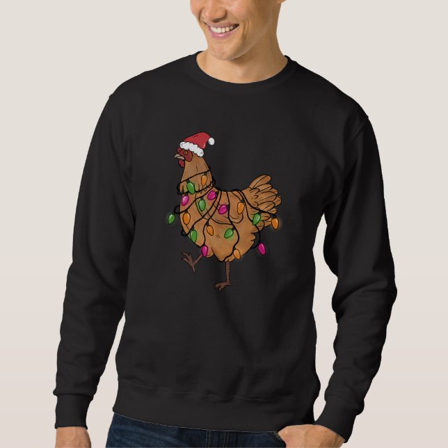 Chicken Christmas Santa  Christmas Lights Chicken Sweatshirt (Vorderseite)