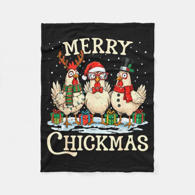 Chicken Christmas Santa Hat Merry Chickmas Xmas Fa Fleecedecke (Vorderseite)