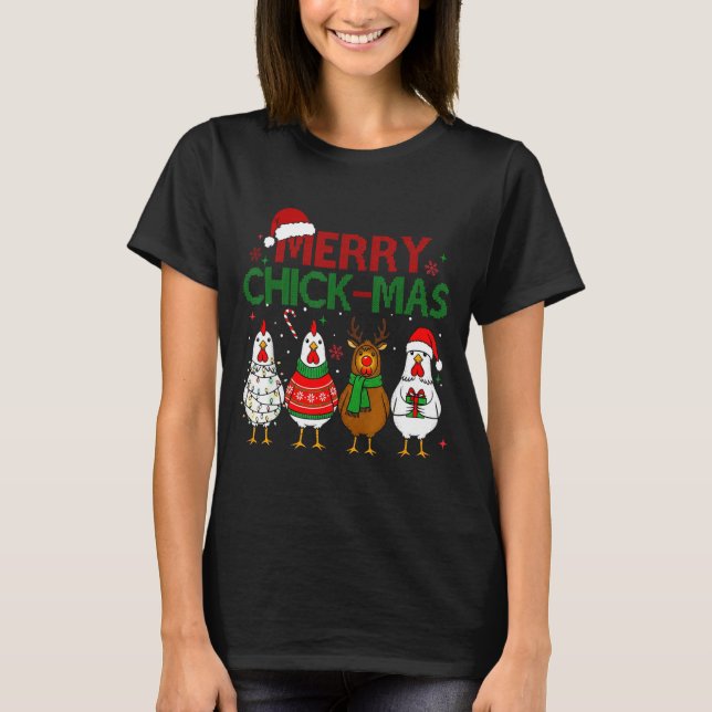 Chicken Christmas Santa Hat Merry Chickmas Xmas Fa T-Shirt (Vorderseite)