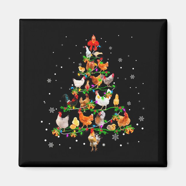 Chicken Christmas Tree Ornament Decor Xmas  Magnet (Vorne)