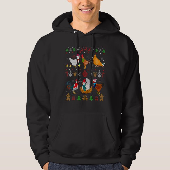 Chicken Collection Christmas Sweater Santa Chicken Hoodie (Vorderseite)