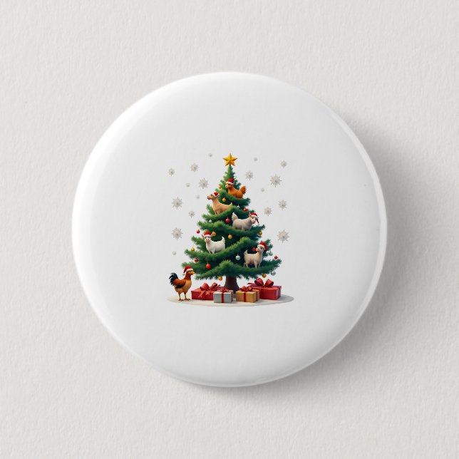 Chicken Cow Goat Horse Farm Animal Farmer Christma Button (Vorderseite)