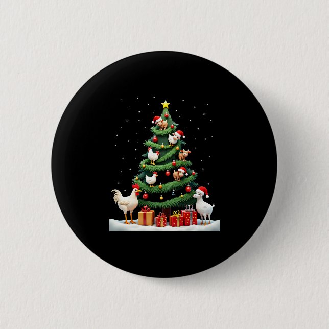 Chicken Cow Goat Horse Farm Animal Farmer Christma Button (Vorderseite)