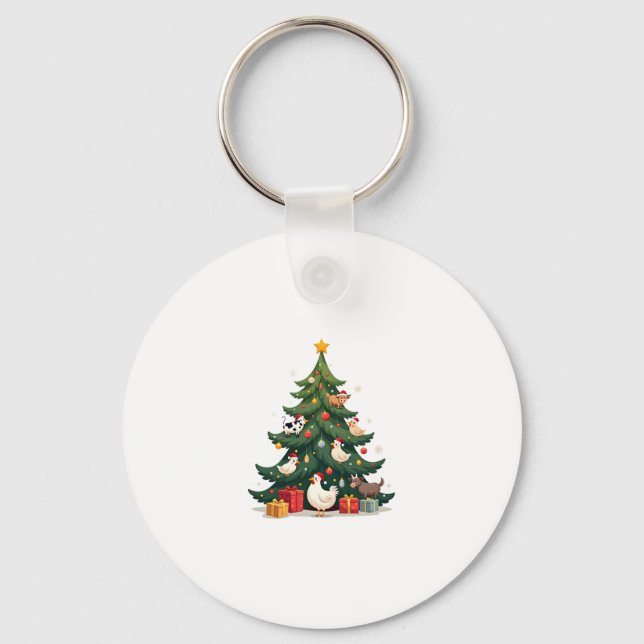 Chicken Cow Goat Horse Farm Animal Farmer Christma Schlüsselanhänger (Vorderseite)