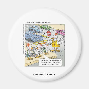 Chicken Crossing Road Funny Novelty Magnet