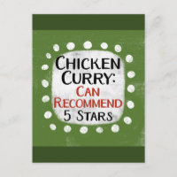 Chicken Curry Review 5 Sterne Postkarte