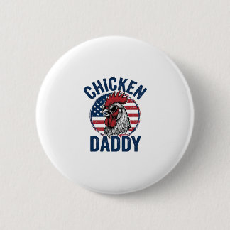 Chicken Daddy Rooster Vintage Patriotic Shirt Desi Button