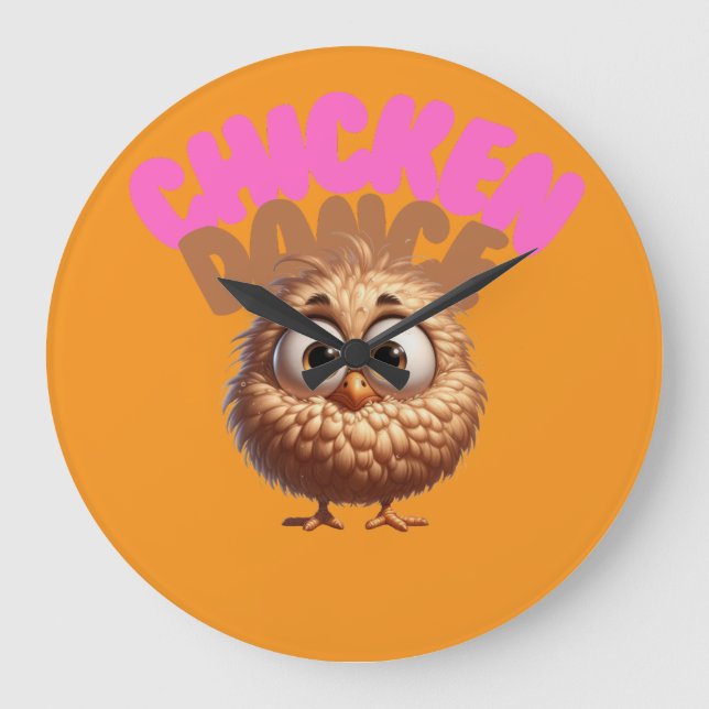Chicken Dance Wall Clock Große Wanduhr (Vorderseite)