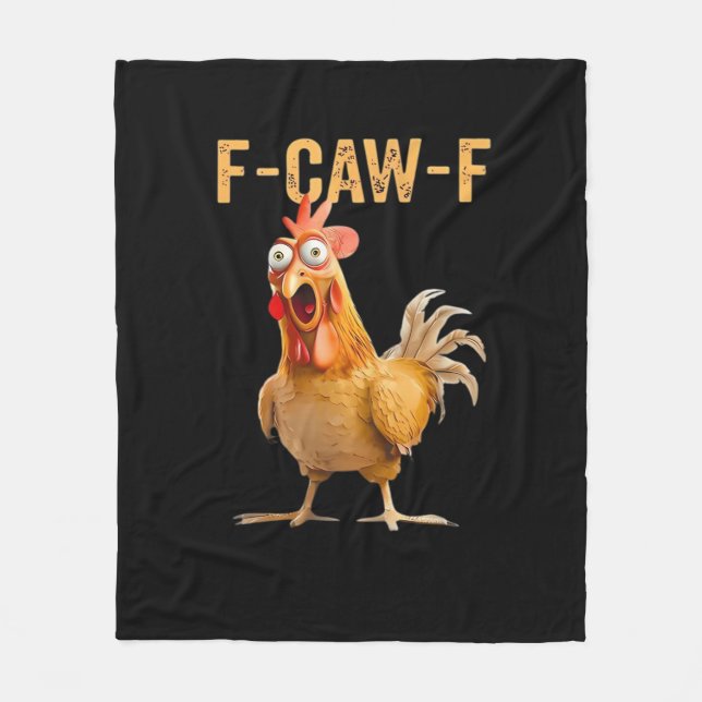 Chicken F-Caw-F Funny Trendy Fleecedecke (Vorderseite)