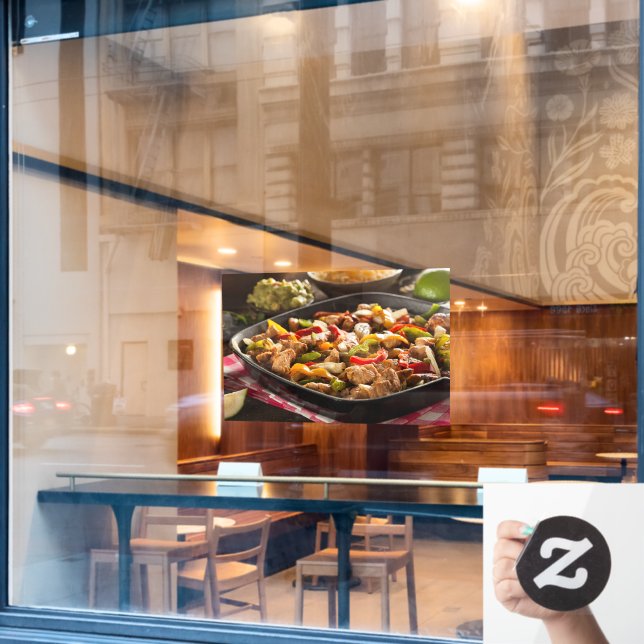 Chicken Fajitas Mexicanisches Restaurant Food Pict Fensteraufkleber (Café-Fenster)