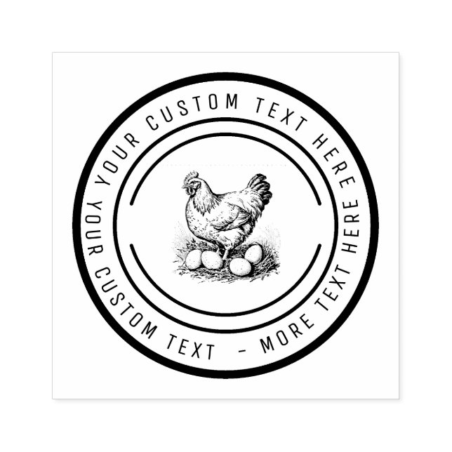 Chicken farm fresh eggs carton farmers market gummistempel (Prägung)