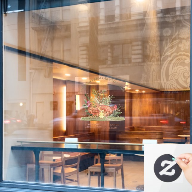 Chicken Farm Fresh Eggs small Fensteraufkleber (Café-Fenster)