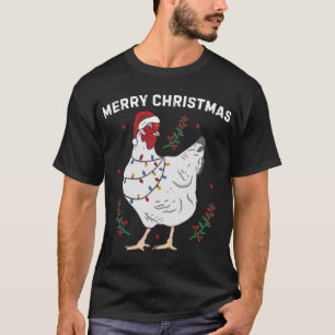 Chicken Frohe Weihnachten Funny Weihnachtsmannmütz T-Shirt