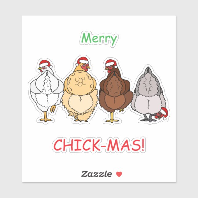 chicken funny X'mas sticker (Blatt)