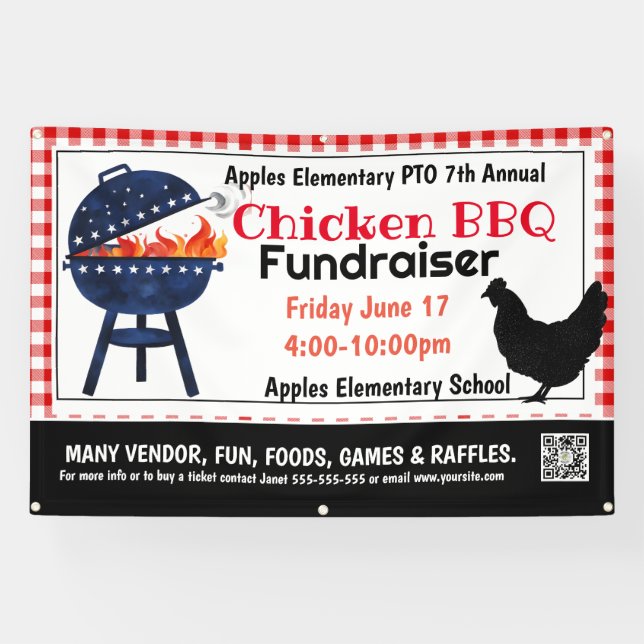 CHICKEN GRILLEN Fundraiser PTO PTA Church Banner (Horizontal)