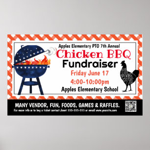 CHICKEN GRILLEN Fundraiser PTO PTA Church Banner Poster