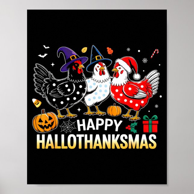 Chicken Halloween Thanksgiving Funny Happy Halloth Poster (Vorne)