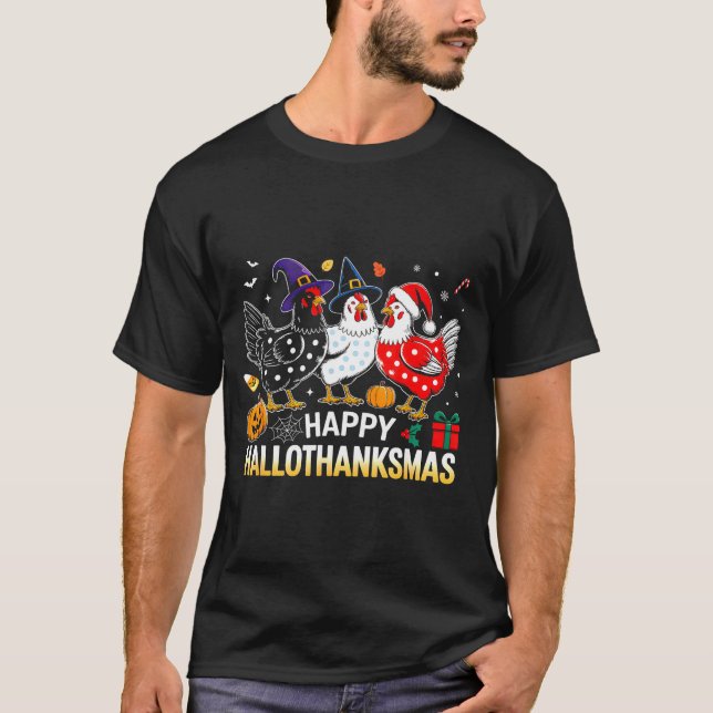 Chicken Halloween Thanksgiving Funny Happy Halloth T-Shirt (Vorderseite)