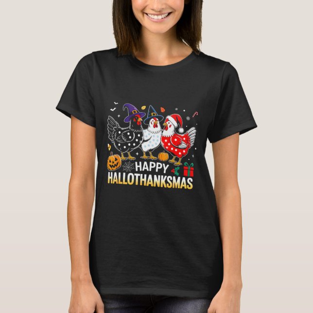 Chicken Halloween Thanksgiving Funny Happy Halloth T-Shirt (Vorderseite)
