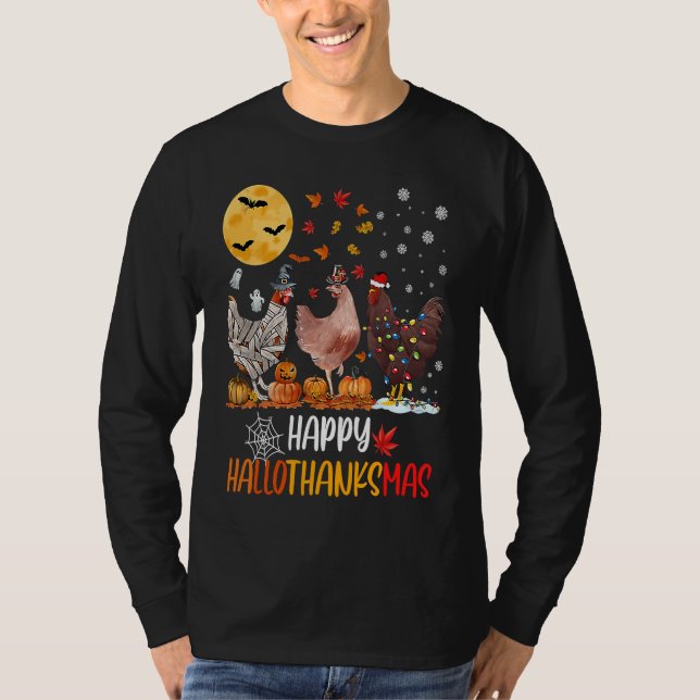 Chicken Happy HalloThanksMas  Halloween Thanksgivi T-Shirt (Vorderseite)