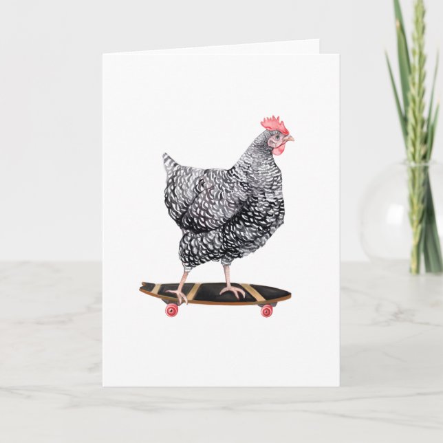 Chicken Hen auf Skateboard Blank Grußkarte Karte (Vorderseite)