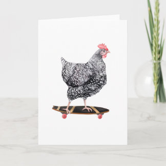 Chicken Hen auf Skateboard Blank Grußkarte Karte