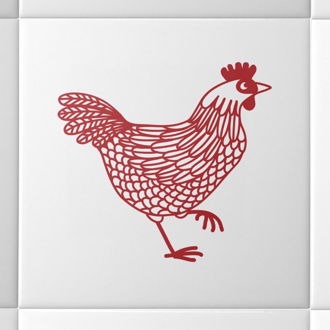 Chicken Hen Fliese (Chicken hen red and white ceramic tile)