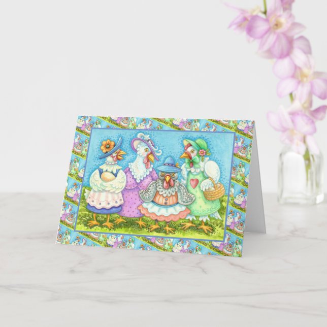 CHICKEN HEN PARTY, LAND GEFÜHRT FREUNDE Leere Karte (Orchidee)