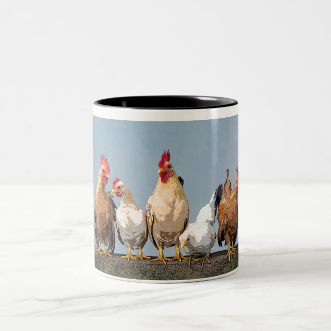 Chicken Hen Zweifarbige Tasse (Mittel)