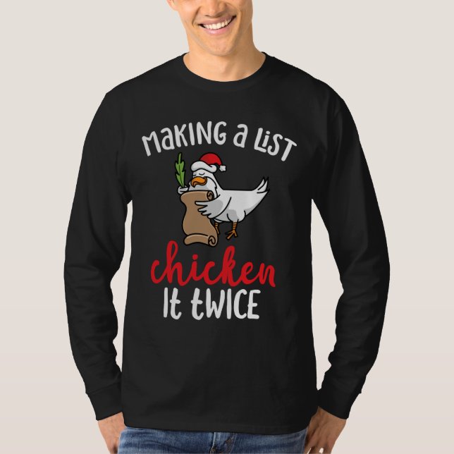 Chicken It Twice Chicken Christmas Design   T-Shirt (Vorderseite)
