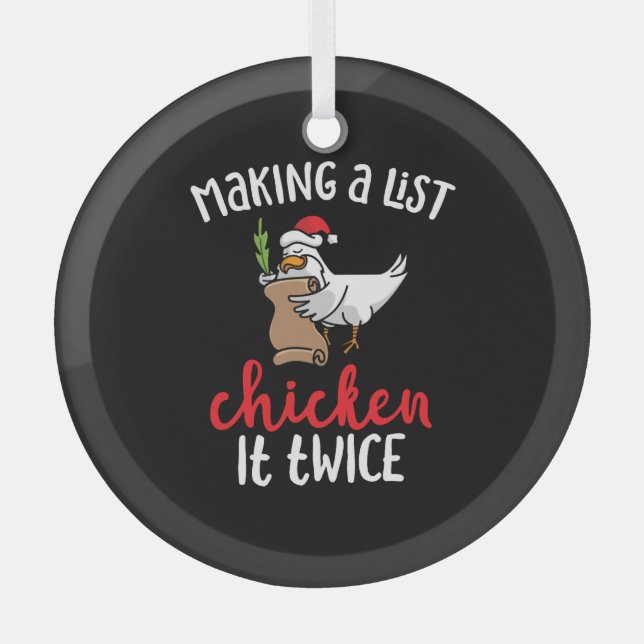 Chicken It zweimal Funny Chicken Weihnachtsdesign Ornament Aus Glas (Vorderseite)