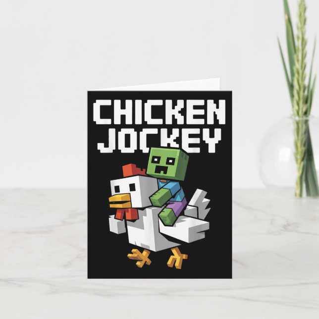 Chicken Jockey Pixel Funny Karte (Vorderseite)
