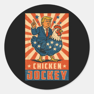 Chicken Jockey Trump Funny Meme 10 Runder Aufkleber
