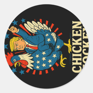 Chicken Jockey Trump Funny Meme 1 Runder Aufkleber