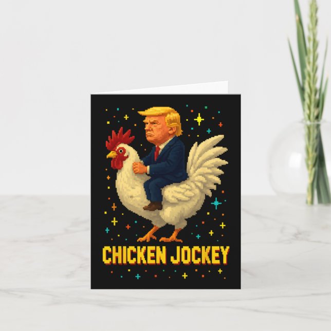 Chicken Jockey Trump Funny Meme 2 Karte (Vorderseite)