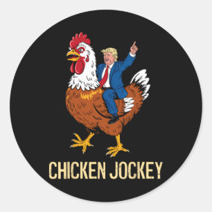 Chicken Jockey Trump Funny Meme 6 Runder Aufkleber